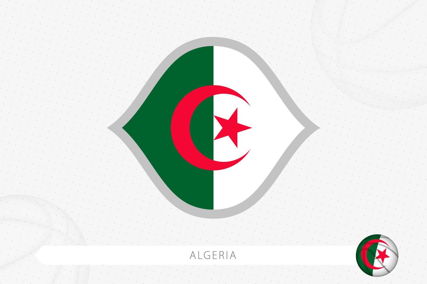 algerien-flagge für basketballwettbewerb auf grauem basketballhintergrund. vektor