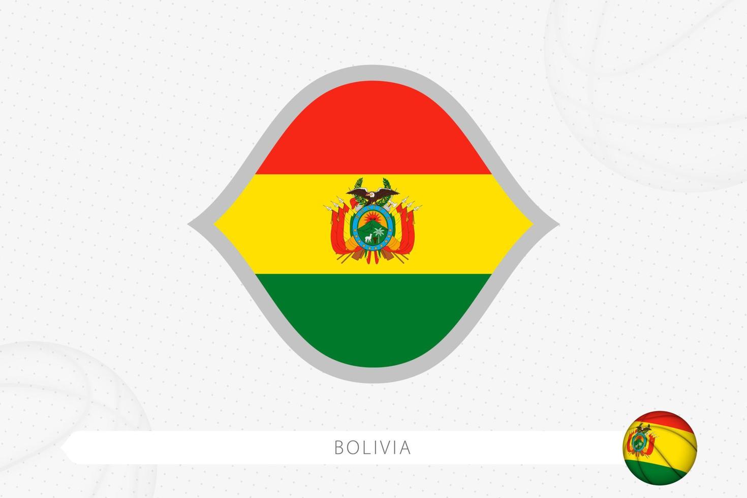 bolivien-flagge für basketballwettbewerb auf grauem basketballhintergrund. vektor
