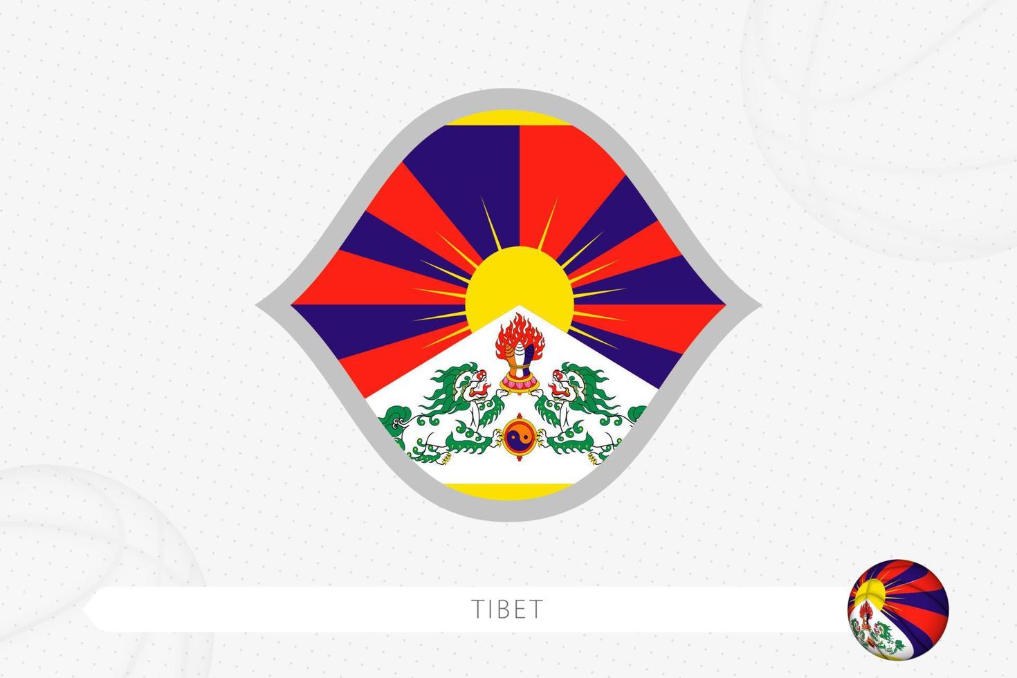 tibet-flagge für basketballwettbewerb auf grauem basketballhintergrund. vektor