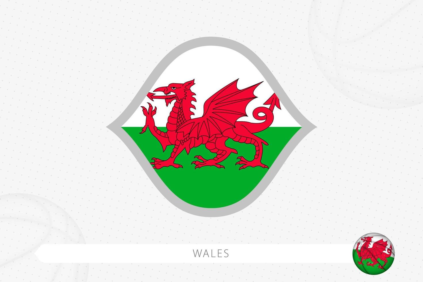 wales-flagge für basketballwettbewerb auf grauem basketballhintergrund. vektor