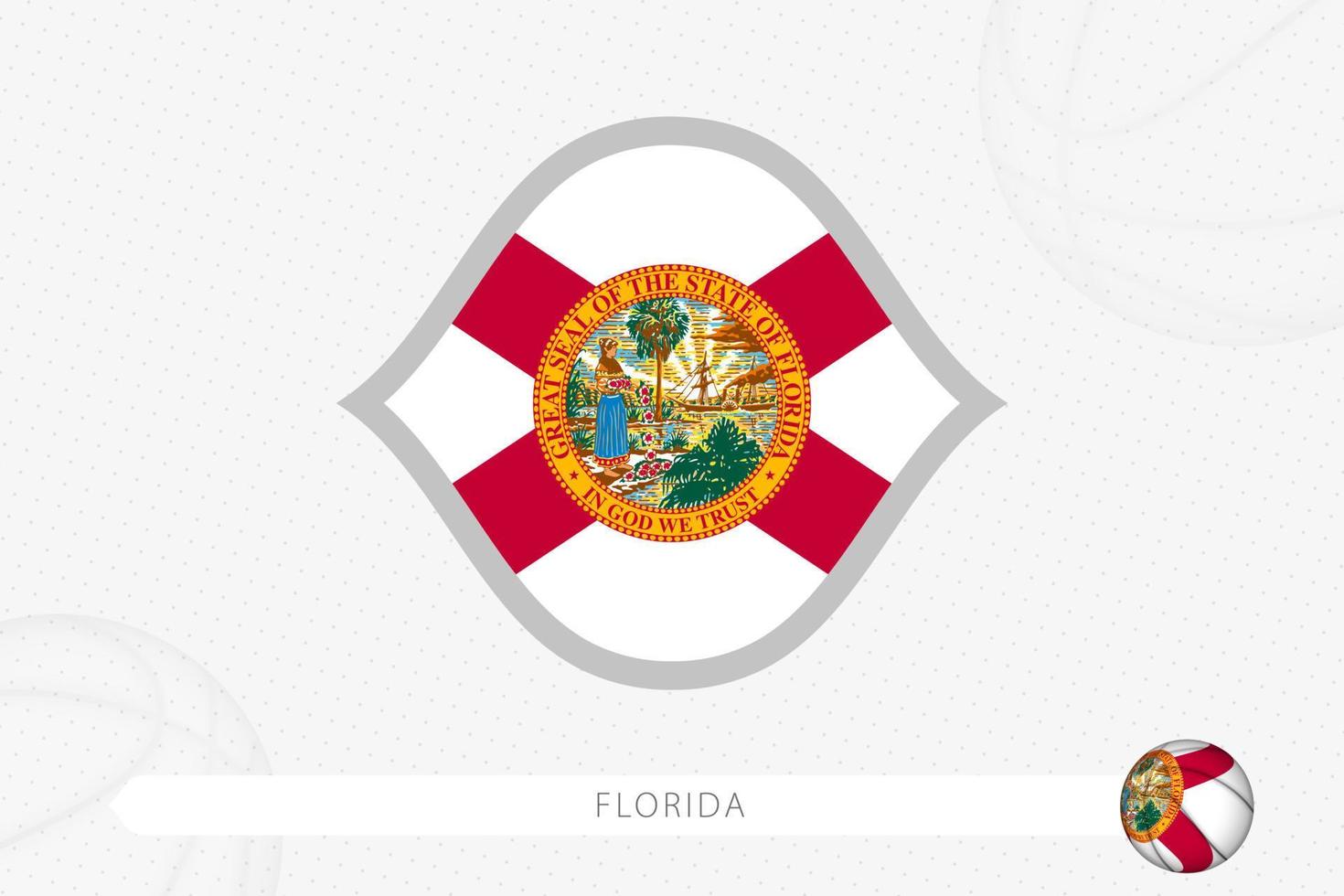 florida-flagge für basketballwettbewerb auf grauem basketballhintergrund. vektor