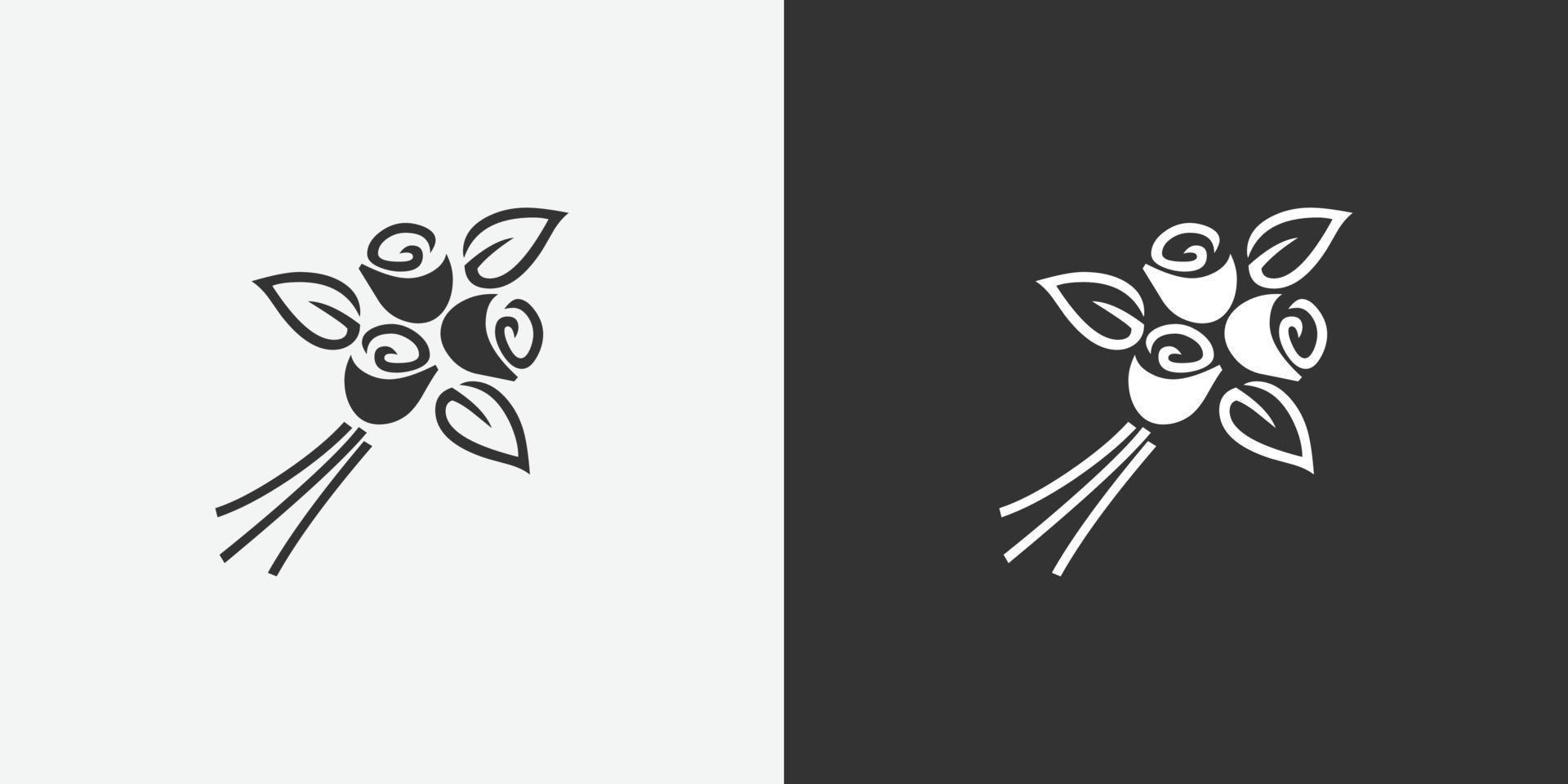 Vektor-Symbol für Blumenstrauß. Schwarz-Weiß-Vektorsymbole für Ihr Design vektor