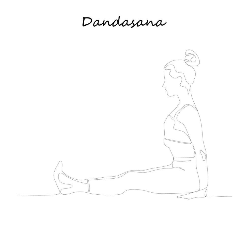 kontinuierliche Linienzeichnung. junge Frau, die Yoga-Übungen macht, Silhouettenbild. einzeilig gezeichnete illustration.cdr vektor