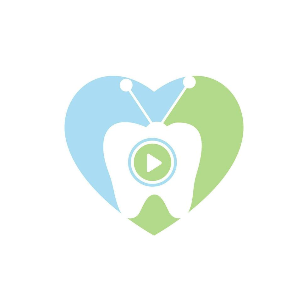 Design-Vorlage für das Vektor-Logo von Dental-TV. Zahn und Fernseher mit Herzform-Icon-Design. vektor