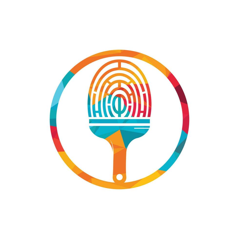 biometrische Farbe Vektor-Logo-Design-Konzept. Fingerabdruck- und Pinsel-Icon-Design. vektor