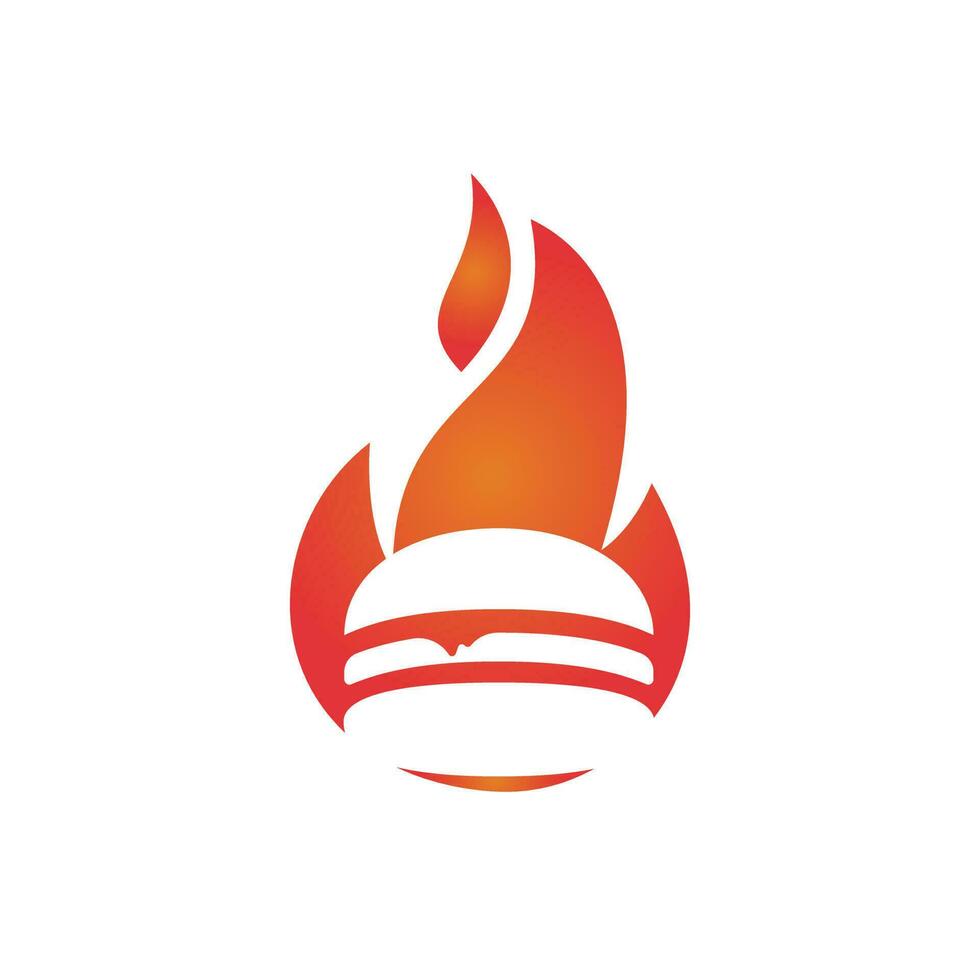 Heiße Burger-Feuer-Vektor-Logo-Design-Vorlage. Burger-Designvorlage für scharfes Essen. vektor