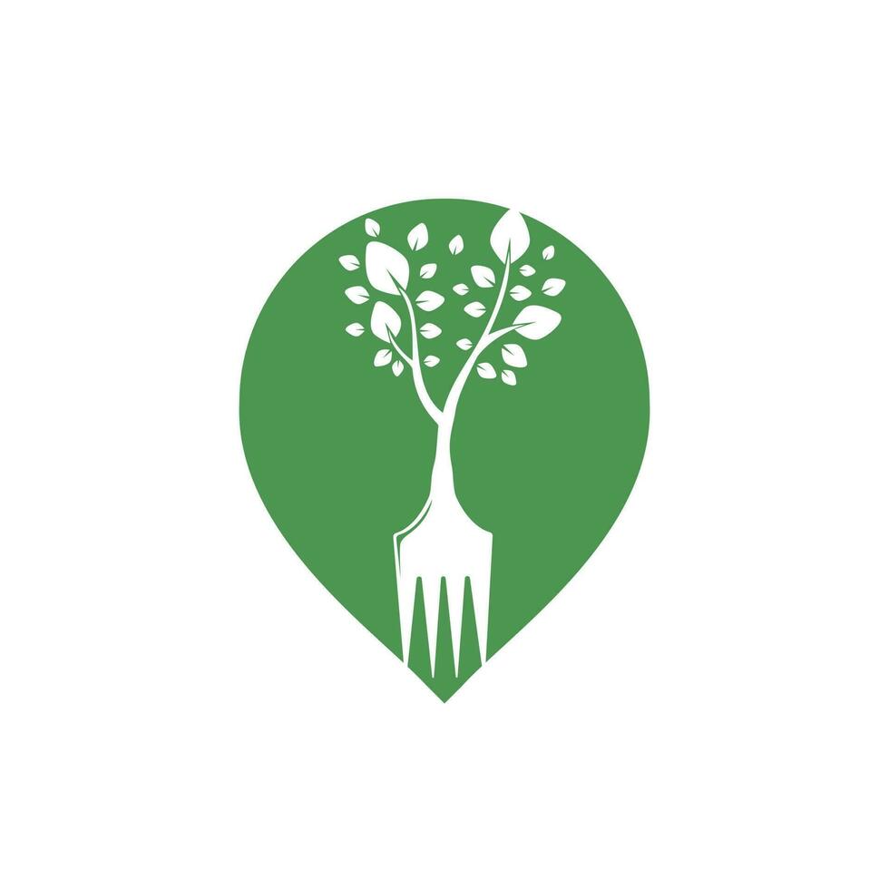 Gabelbaum-Vektor-Logo-Design. Food-Point-Vektor-Logo-Konzept. vektor