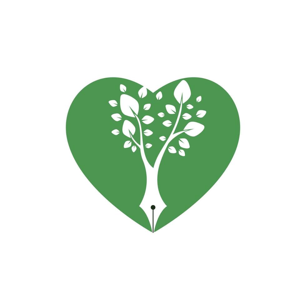 träd penna vektor logotyp design mall. författare kärlek och natur logotyp begrepp.
