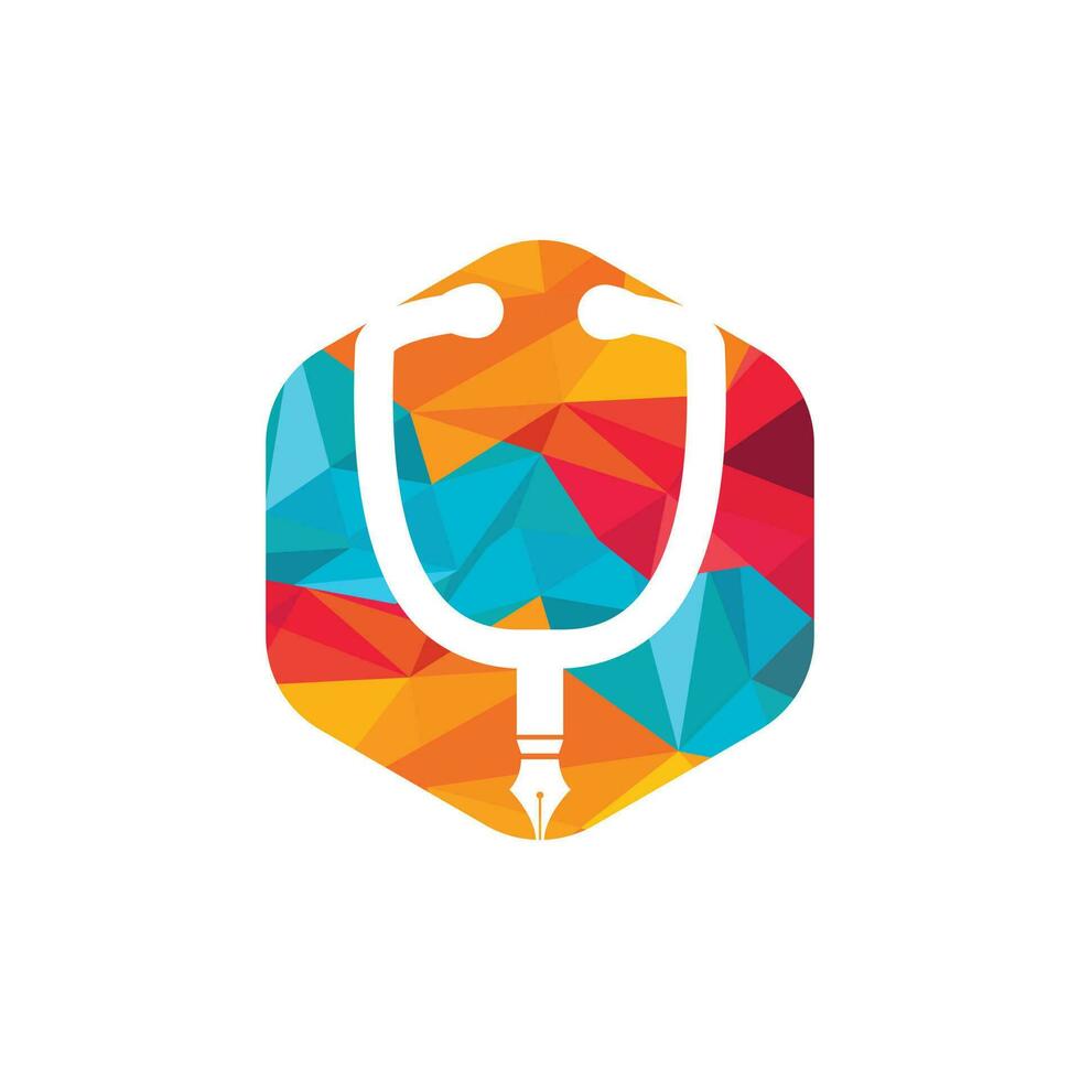 Vektor-Logo-Design für die medizinische Ausbildung. Stiftspitze und Stethoskop-Vektor-Icon-Design. vektor