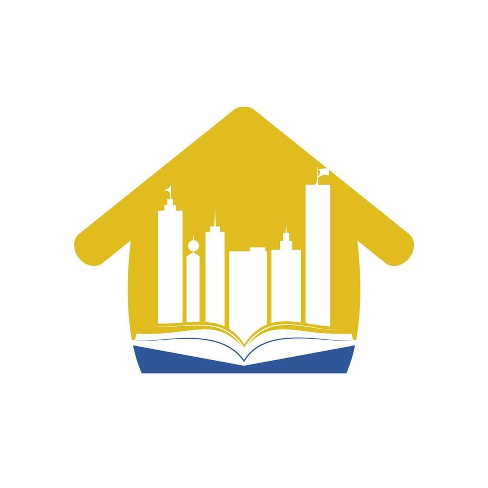 utbildning byggnad logotyp design. vektor av bok och en byggnad, symbol av bibliotek och studie.