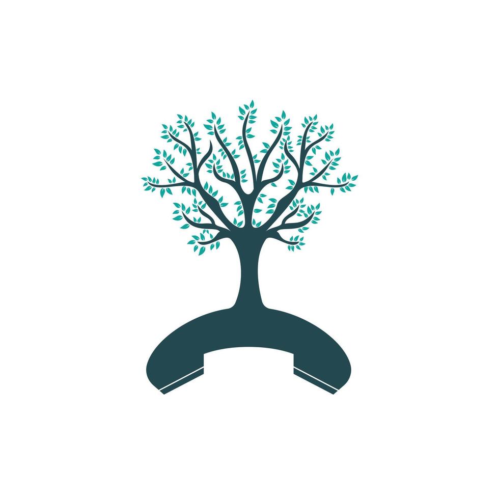 Natur rufen Vektor-Logo-Design. Handset-Baum-Icon-Design-Vorlage. vektor
