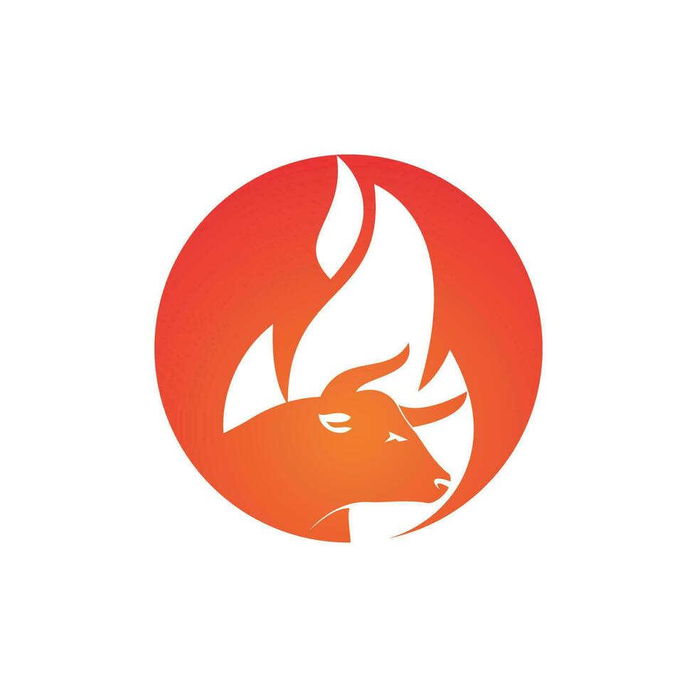 Stierfeuer-Vektor-Logo-Design-Vorlage. geeignet für Ranch, Steakhouse, Restaurants, Bauernhöfe, Fleisch und Vieh. vektor