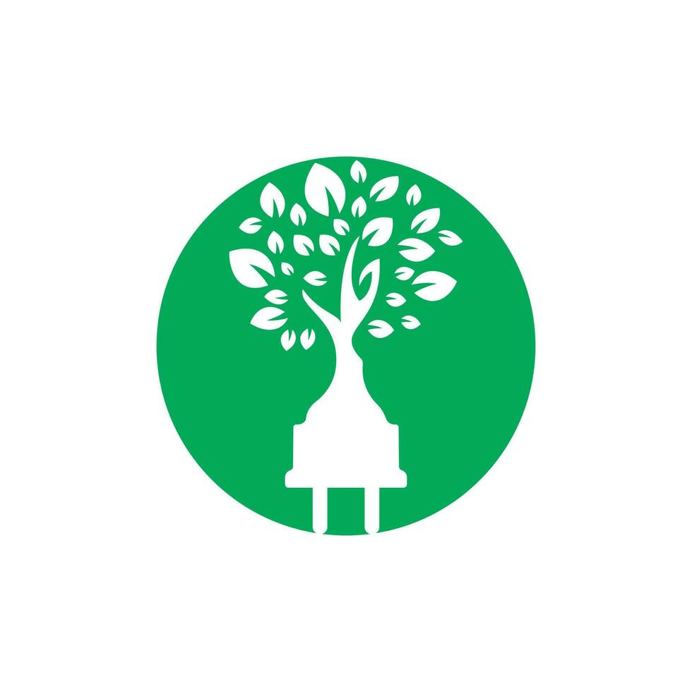 Ökostrom-Logo-Konzept. elektrisches Steckersymbol mit Baum. vektor