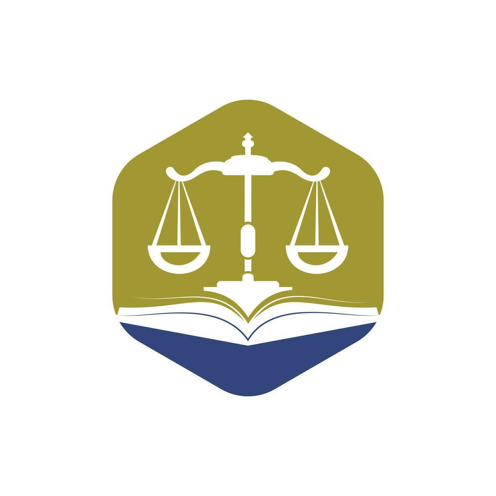 Logo-Design für die Rechtsausbildung. Vektor-Waage und Logo-Kombination für offenes Buch. vektor