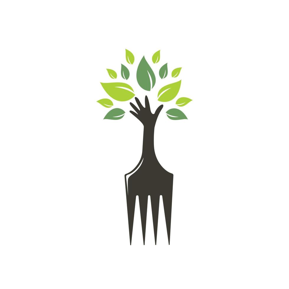 Gabel-Hand-Baum-Vektor-Logo-Design. Logo-Konzept für Restaurant und Landwirtschaft. vektor