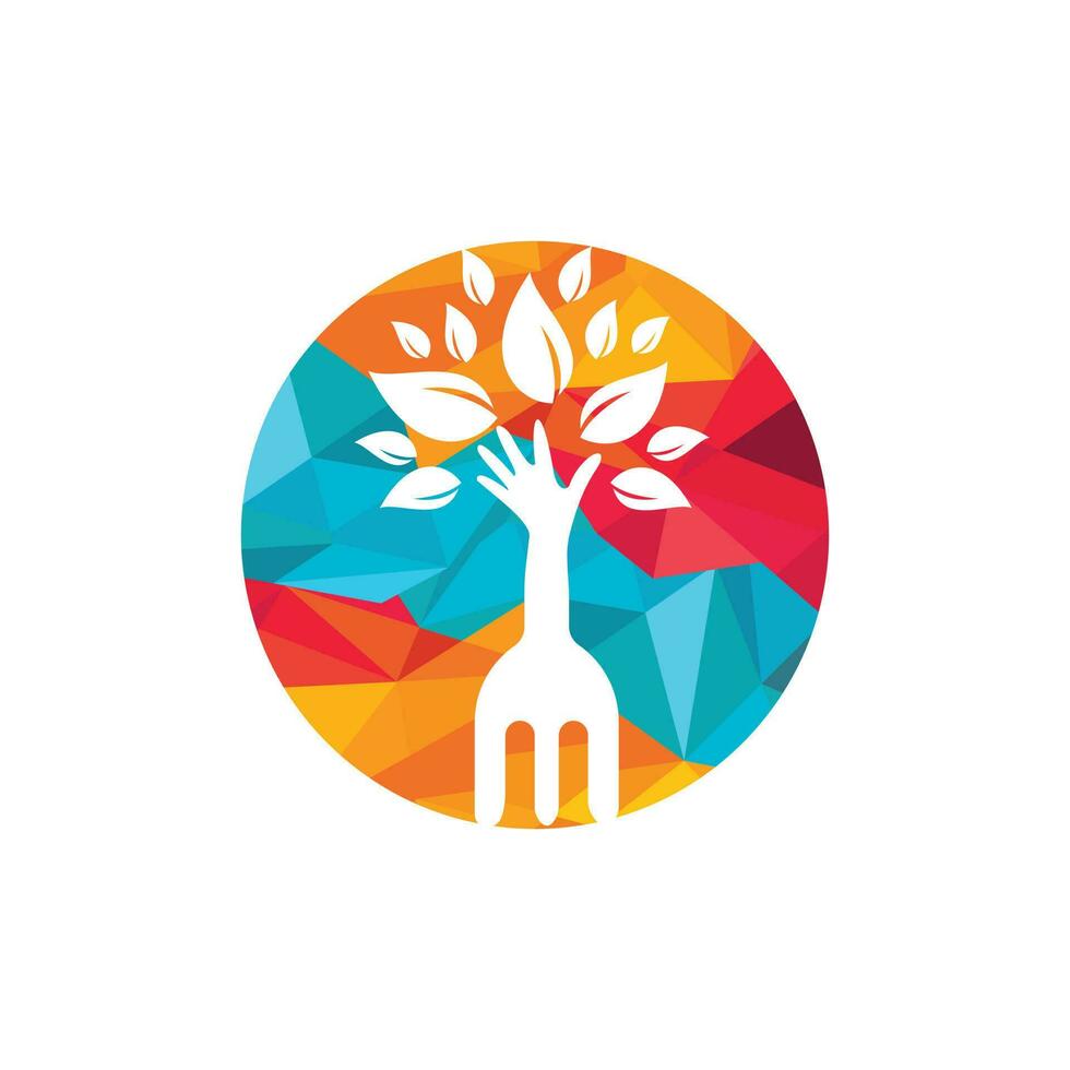 Gabel-Hand-Baum-Vektor-Logo-Design. Logo-Konzept für Restaurant und Landwirtschaft. vektor