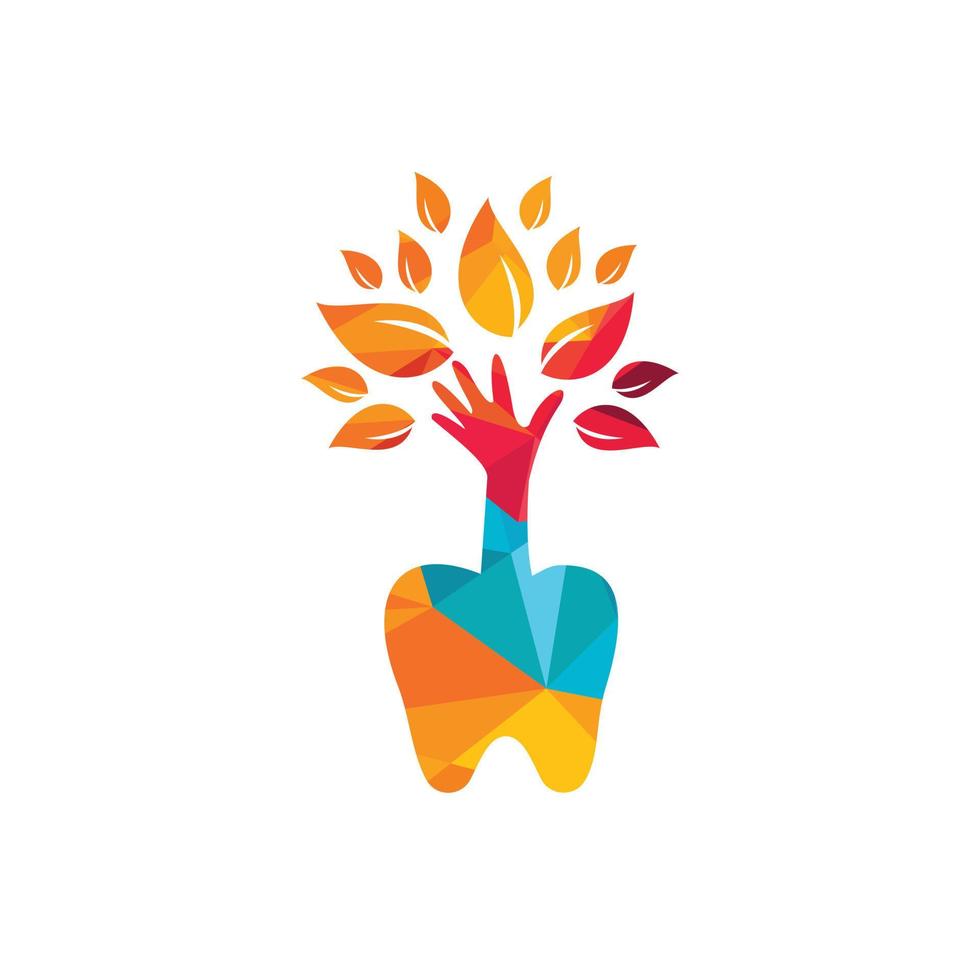 Zahnpflege-Vektor-Logo-Vorlage. Zähne und Handbaum-Icon-Design. vektor