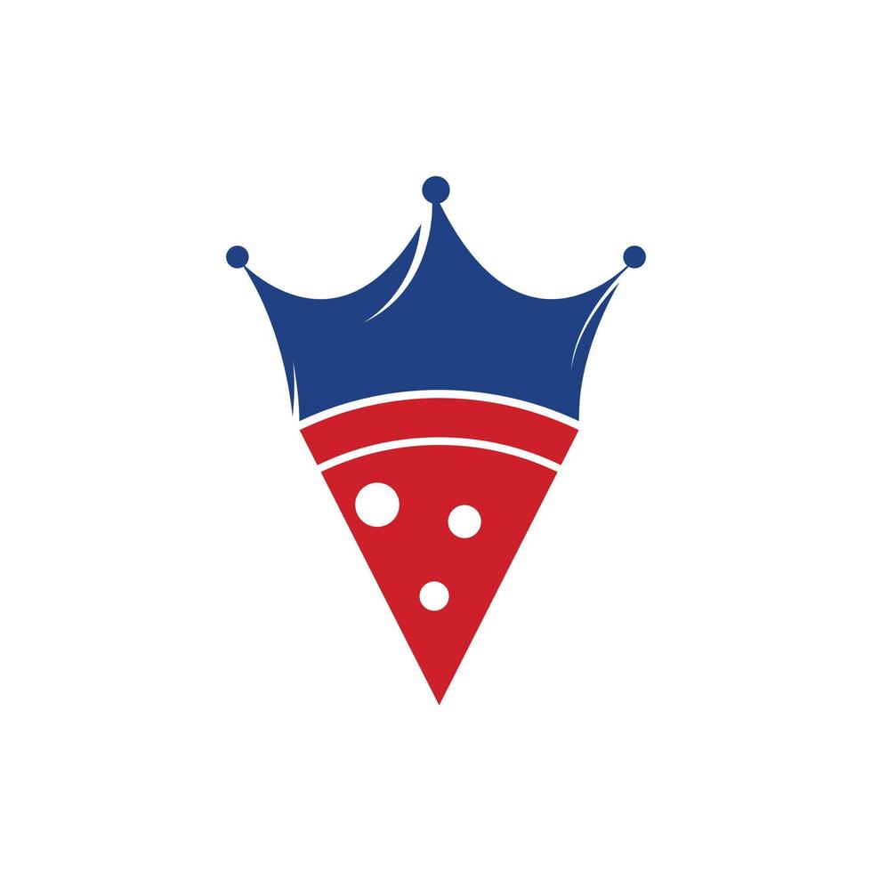 pizza kung vektor logotyp design mall. krona och pizza skiva ikon design.