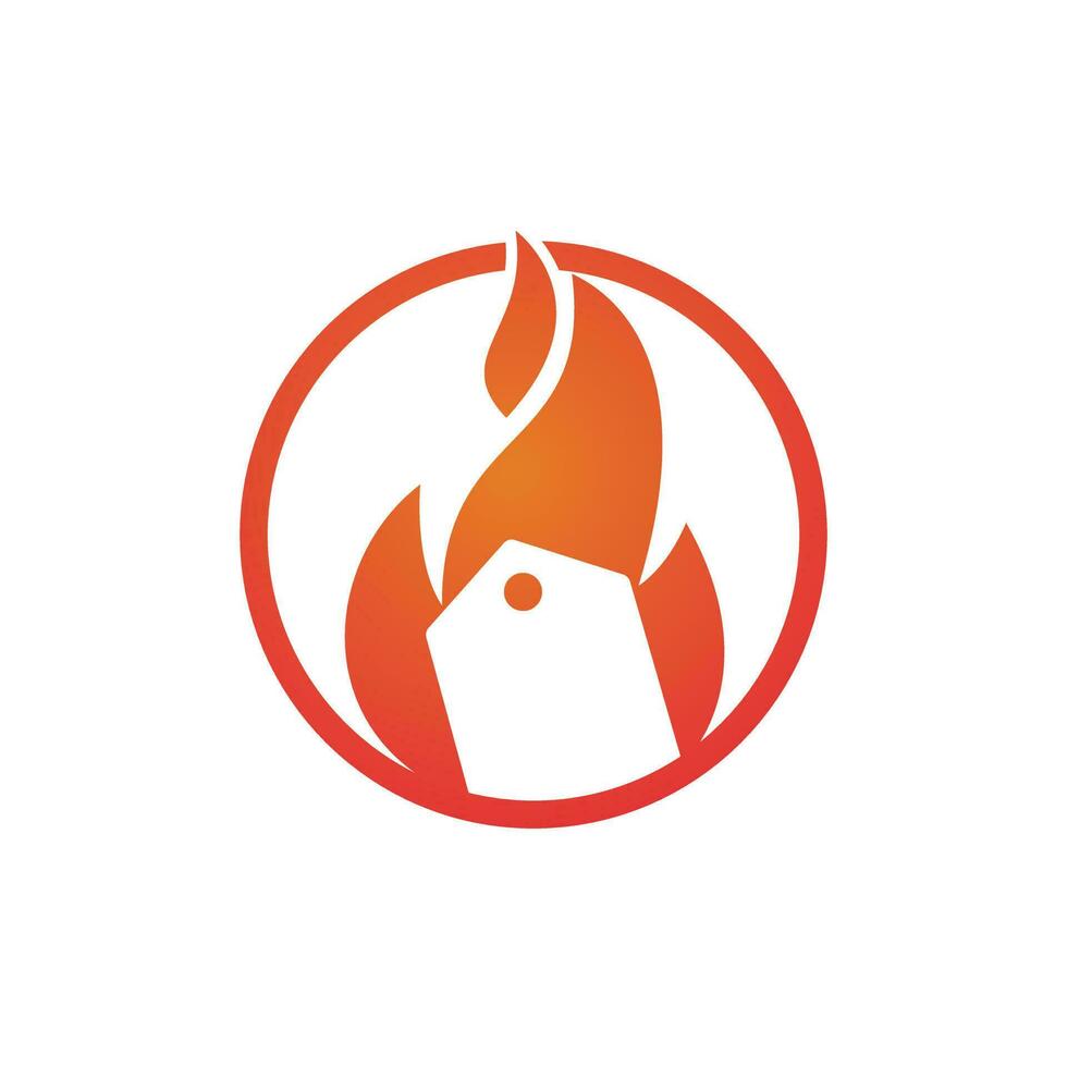 Hot Deals Vektor-Logo-Design-Vorlage. Feuer- und Shopping-Icon-Design. vektor