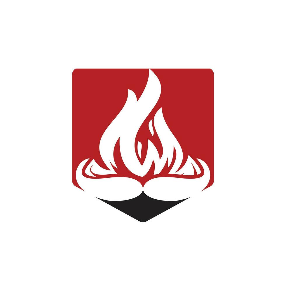 Schnurrbart-Feuer-Vektor-Logo-Design-Vorlage. vektor