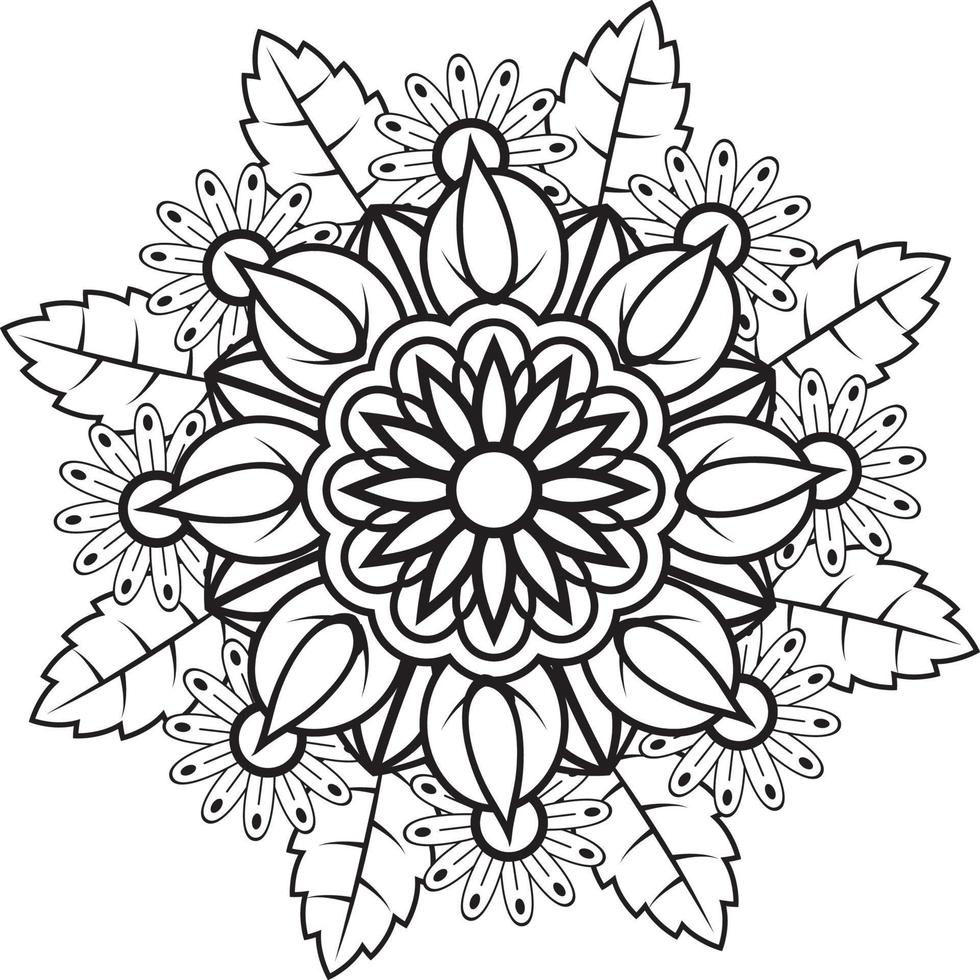 hand teckning mandala blomma mönster färg sida, vektor