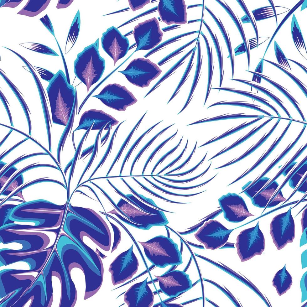 hand dragen sommar tropisk växter bakgrund. botanisk sömlös mönster tillverkad av abstrakt växter löv. skiss teckning. årgång stil. dumt för strö, textil, tyg, tapet. sommar design vektor