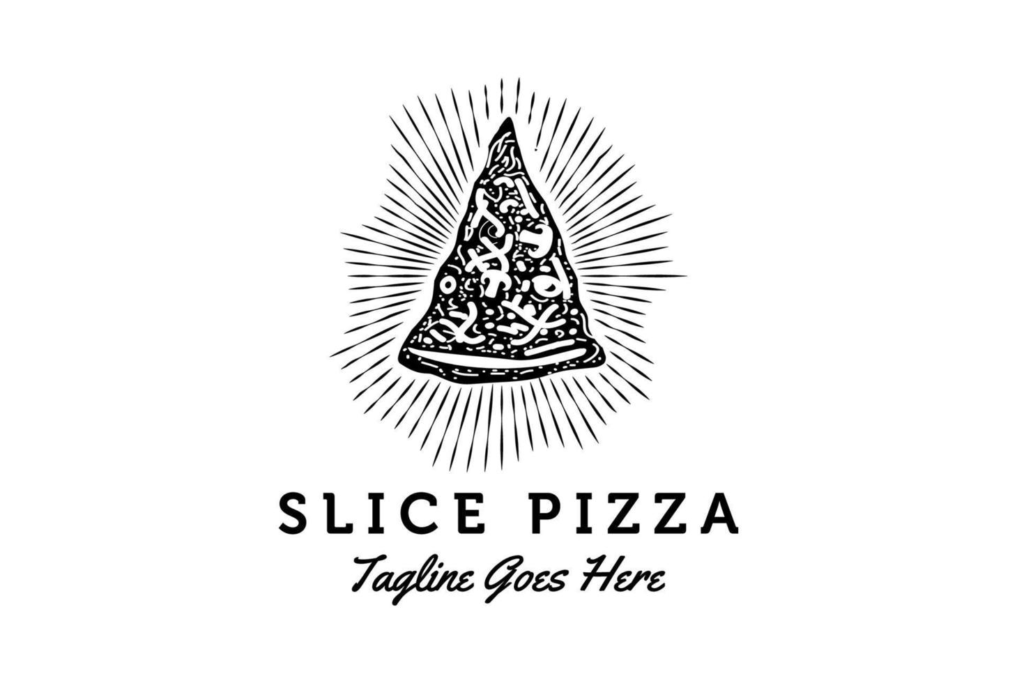 rustik retro årgång pizza skiva för pizzeria restaurang bar bistro logotyp design vektor