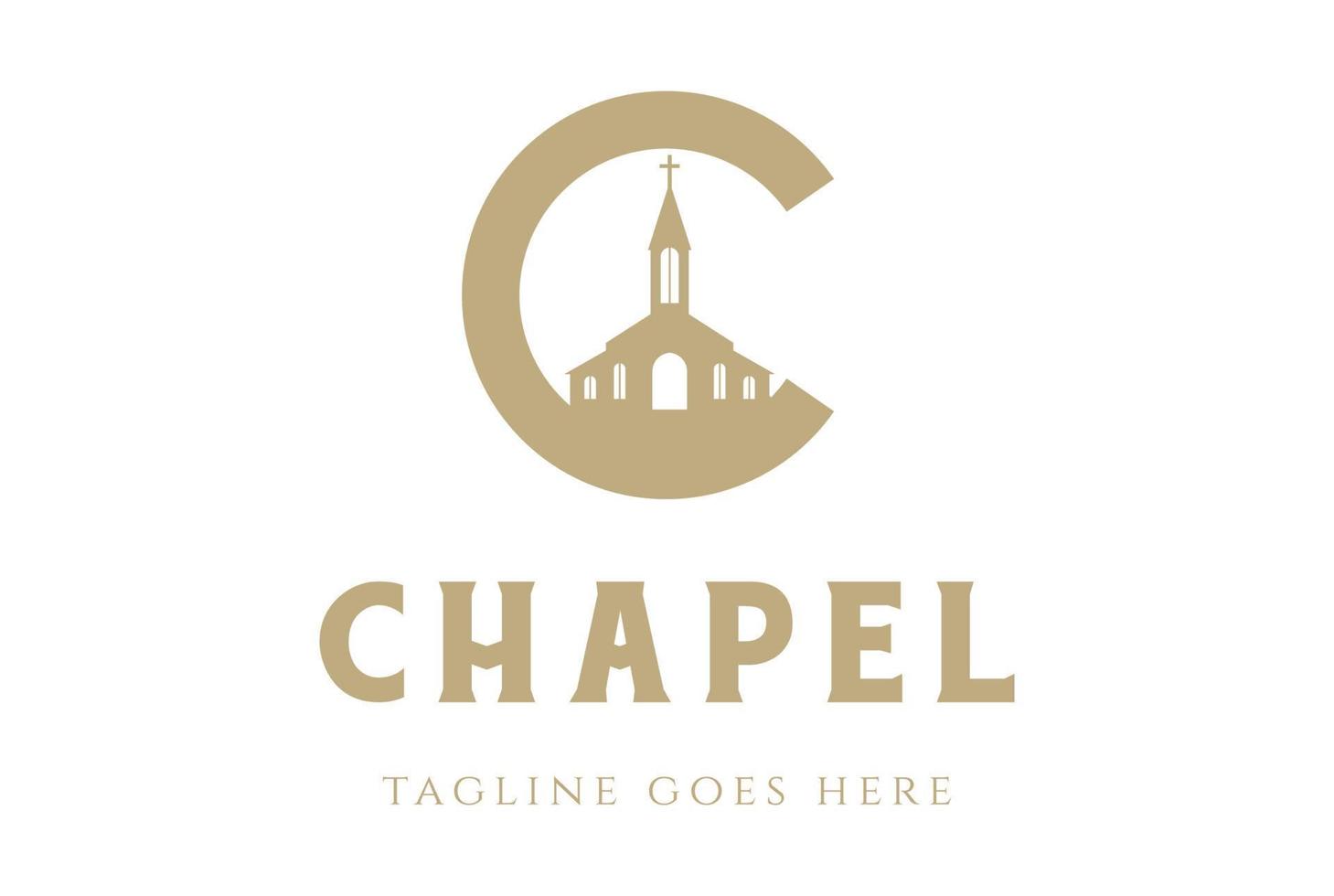 einfacher minimalistischer anfangsbuchstabe c für das logo-design der christlichen kirchenkapelle vektor