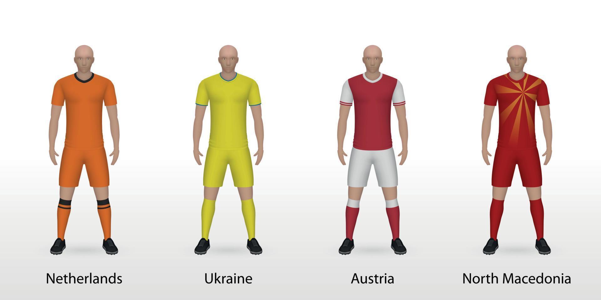 Nederländerna, Ukraina, Österrike, norr macedonia nationell fotboll vektor