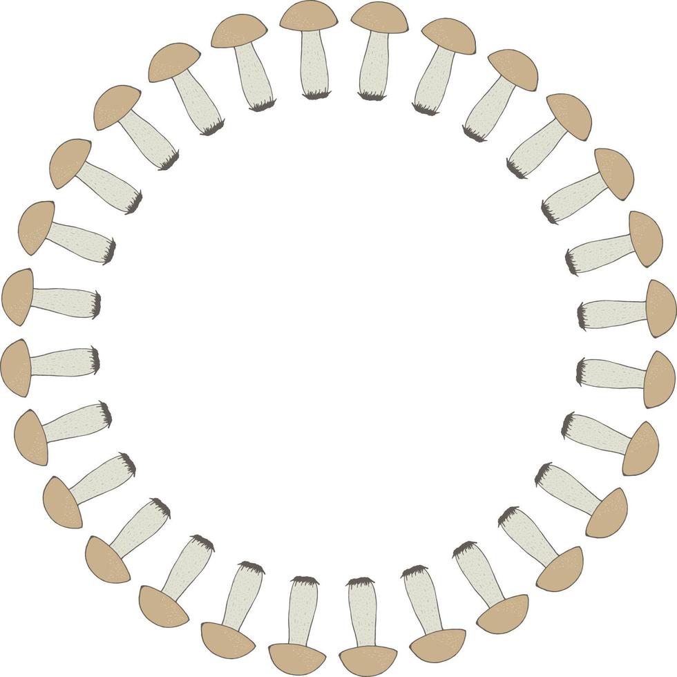 runda ram med bra skog svamp på vit bakgrund. vektor bild.