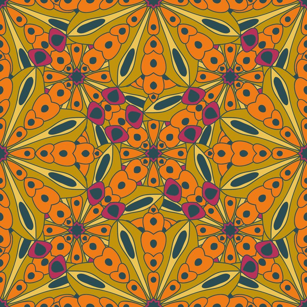 abstraktes nahtloses Muster mit Mandala-Blume. Mosaikfliese. vektor