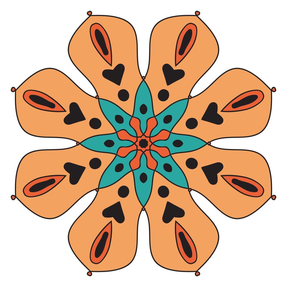 söt mandala. dekorativ runda klotter blomma isolerat på vit bakgrund vektor