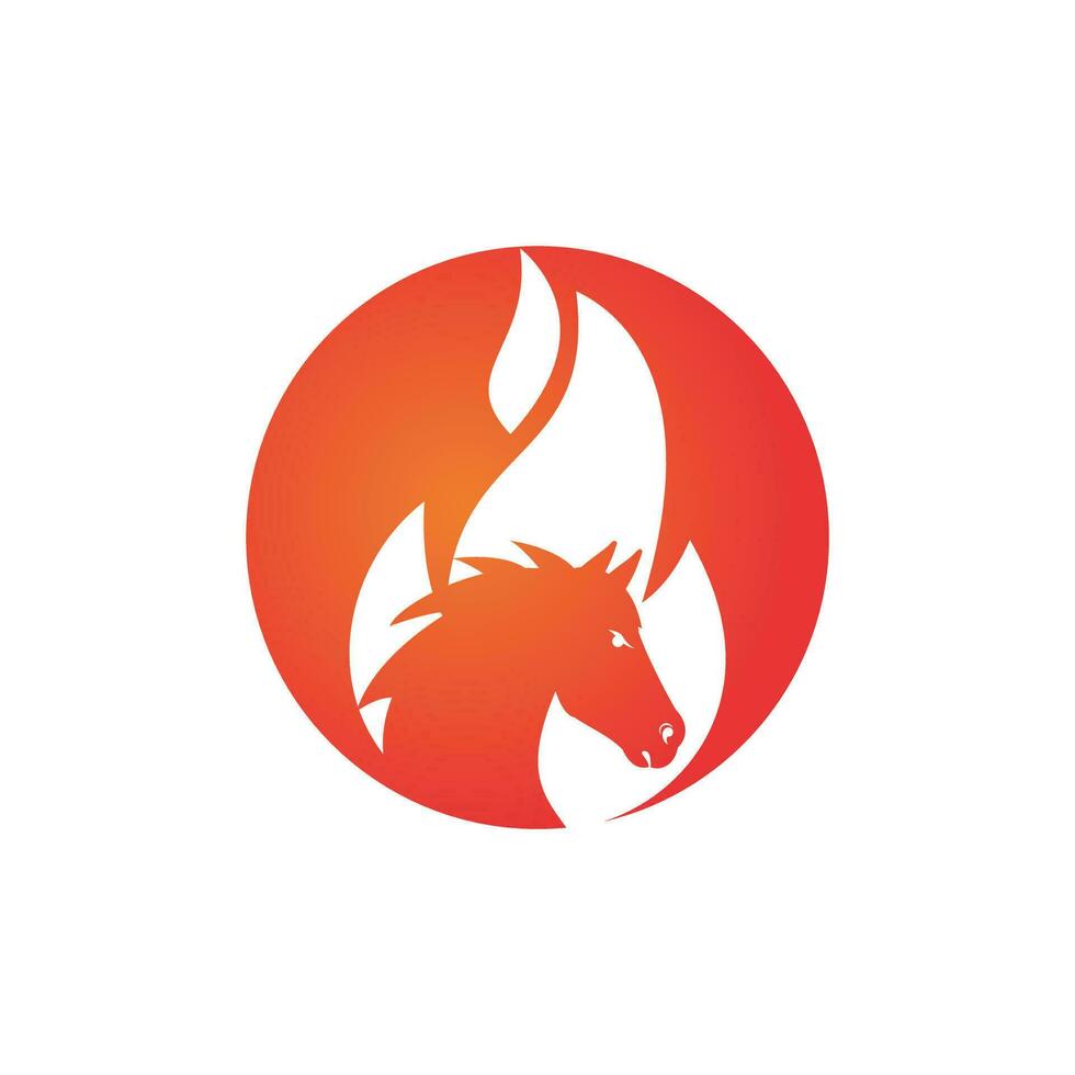 brinnande häst i brand flamma logotyp vektor design mall. fart, frihet och styrka symbol.