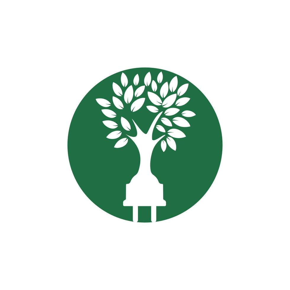 Ökostrom-Logo-Konzept. elektrisches Steckersymbol mit Baum. vektor