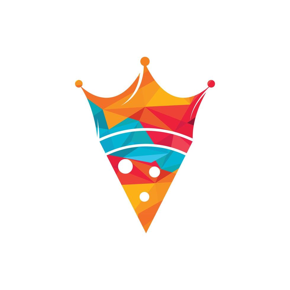 pizza kung vektor logotyp design mall. krona och pizza skiva ikon design.