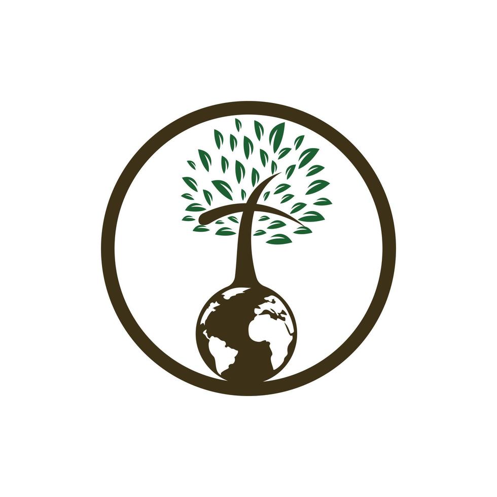 global kyrka vektor logotyp design mall. klot med korsa träd vektor ikon.