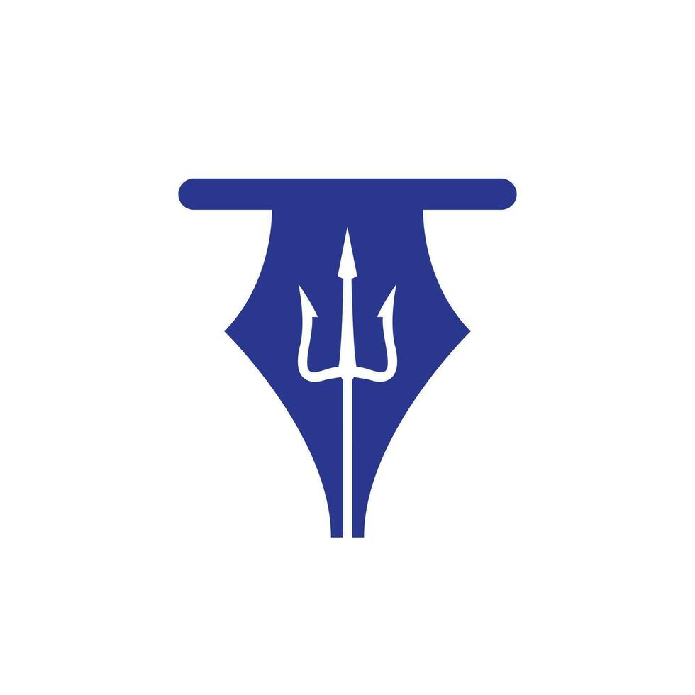 Stift-Dreizack-Vektor-Logo-Design. dreizack und federsymbol illustration. vektor