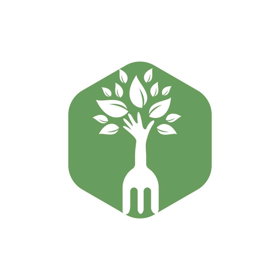 Gabel-Hand-Baum-Vektor-Logo-Design. Logo-Konzept für Restaurant und Landwirtschaft. vektor