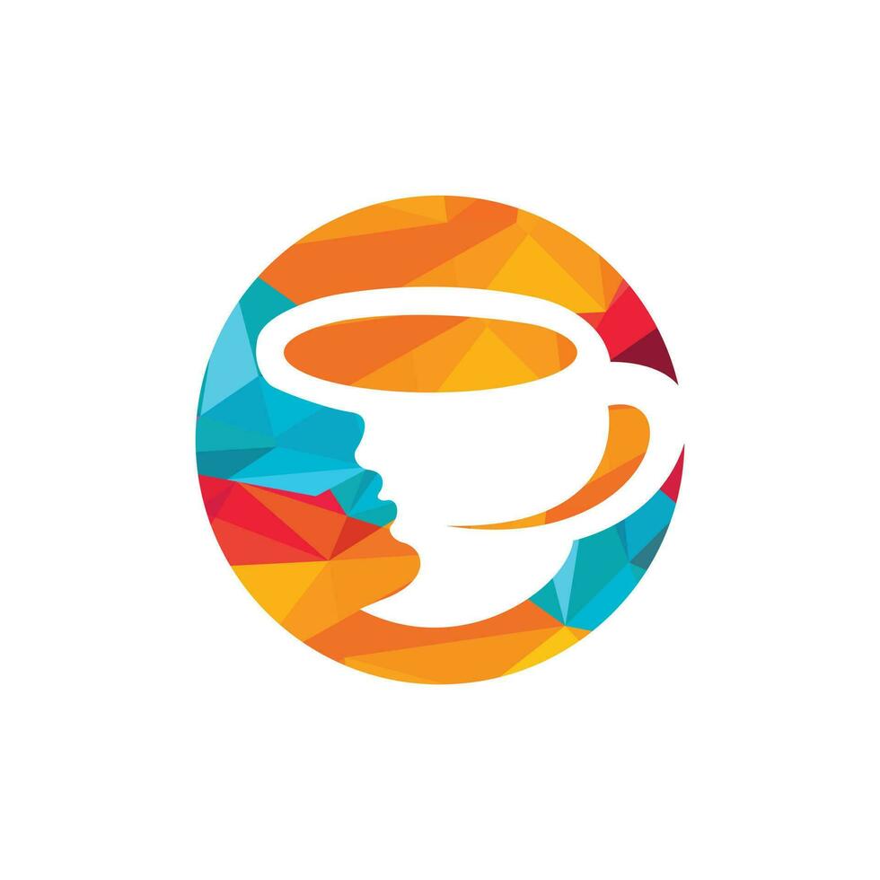 kaffeetasse mit frauengesichtslogovektor. Café-Logo-Design. vektor