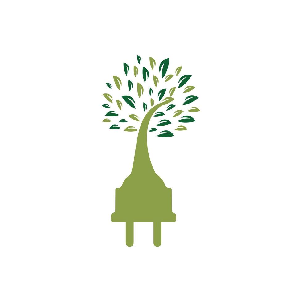 Ökostrom-Logo-Konzept. elektrisches Steckersymbol mit Baum. vektor