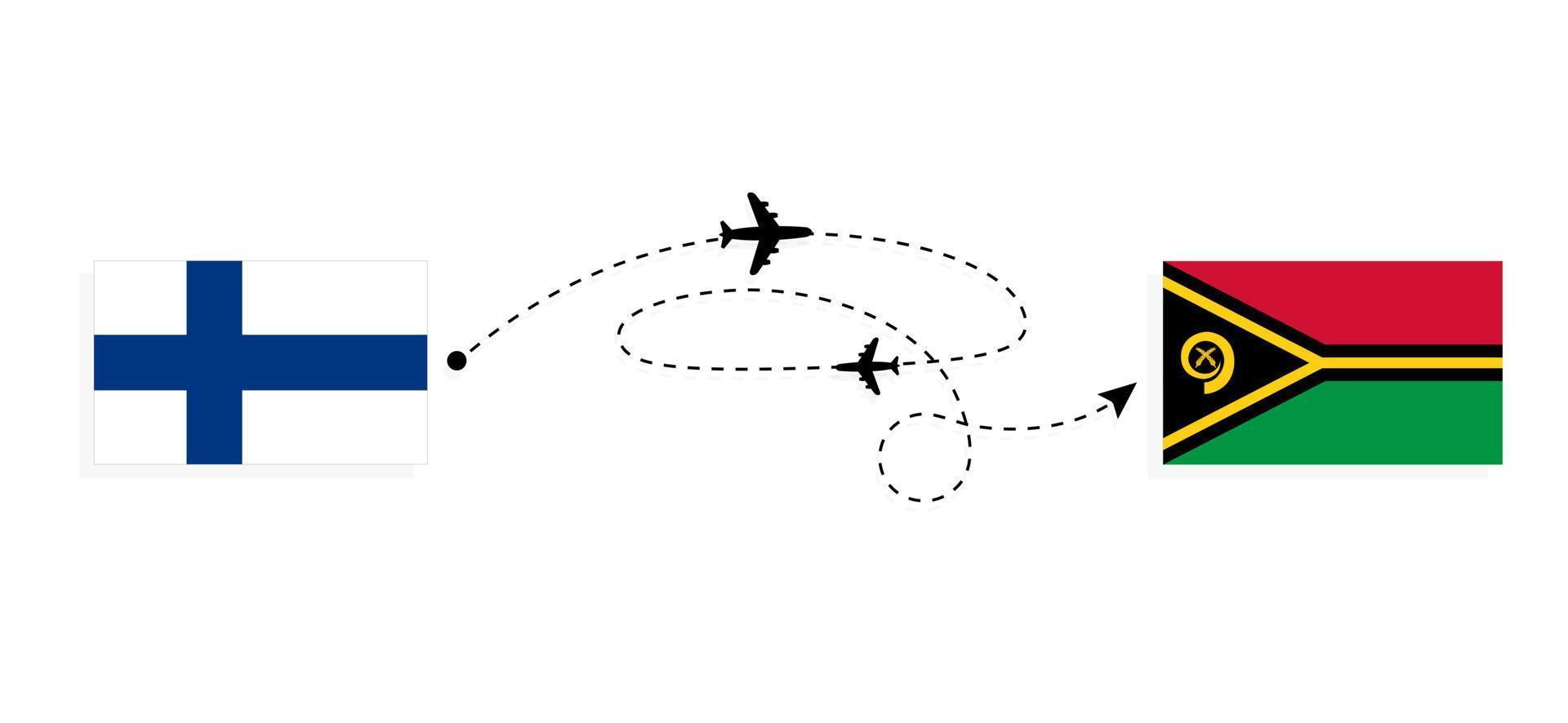 flug und reise von finnland nach vanuatu mit dem reisekonzept des passagierflugzeugs vektor