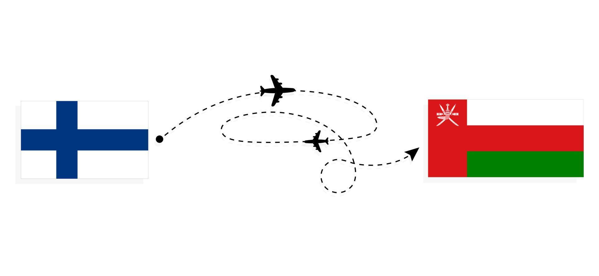 flyg och resa från finland till oman förbi passagerare flygplan resa begrepp vektor