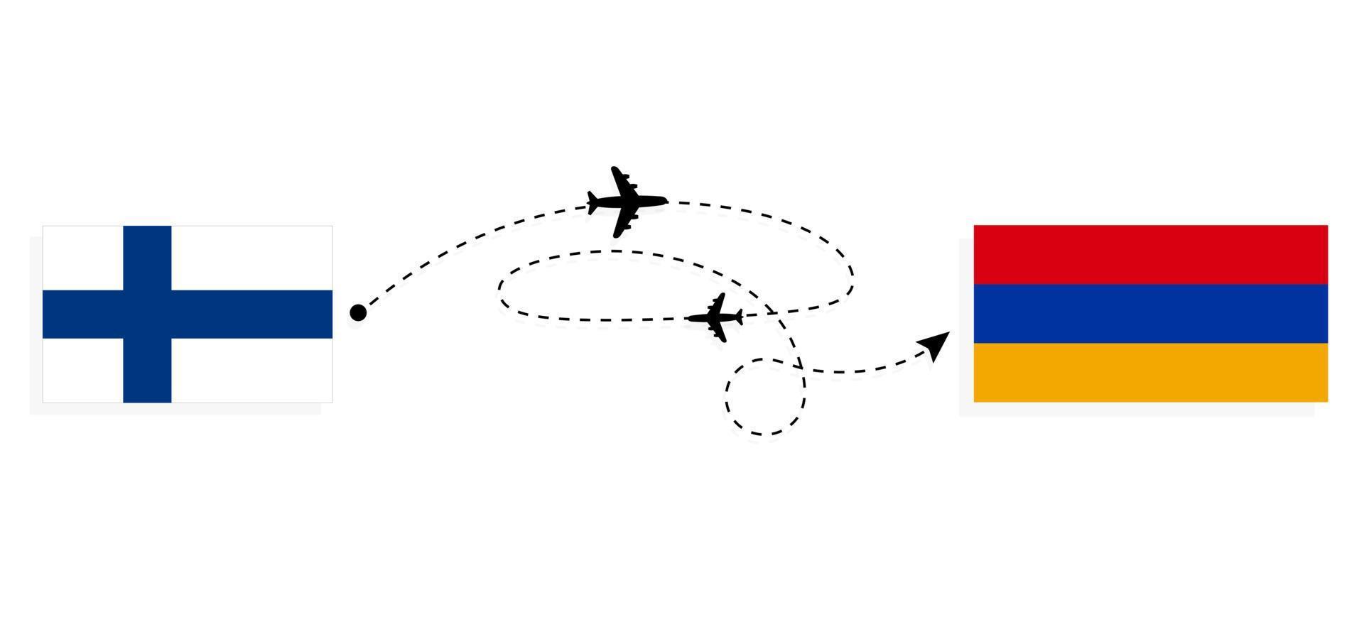 flyg och resa från finland till armenia förbi passagerare flygplan resa begrepp vektor