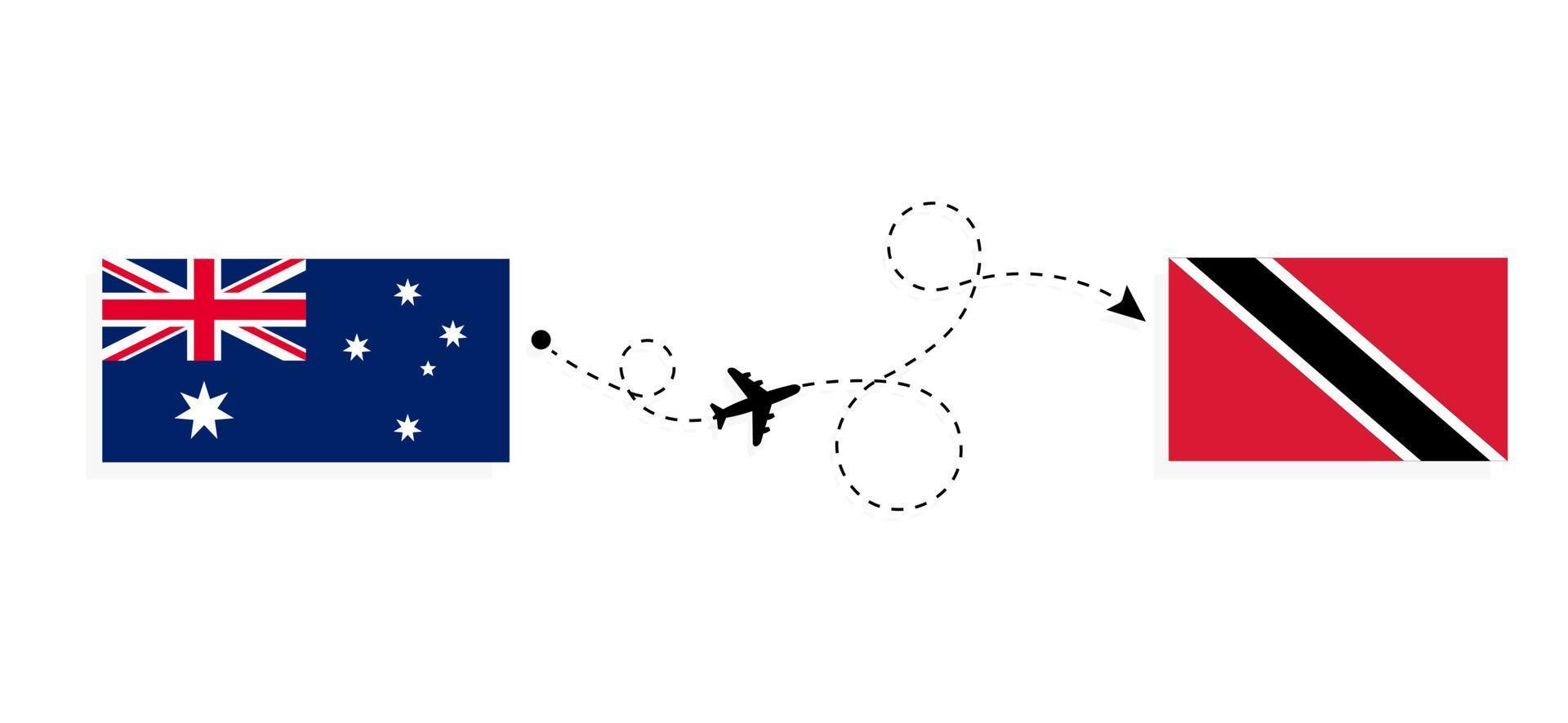 flyg och resa från Australien till trinidad och tobago förbi passagerare flygplan resa begrepp vektor