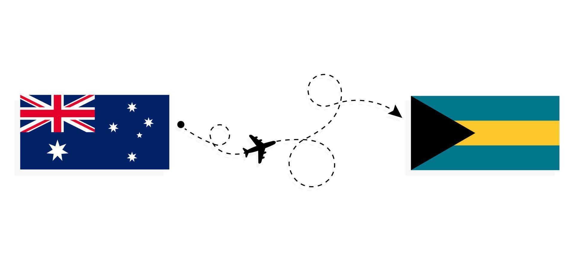 flyg och resa från Australien till Bahamas förbi passagerare flygplan resa begrepp vektor