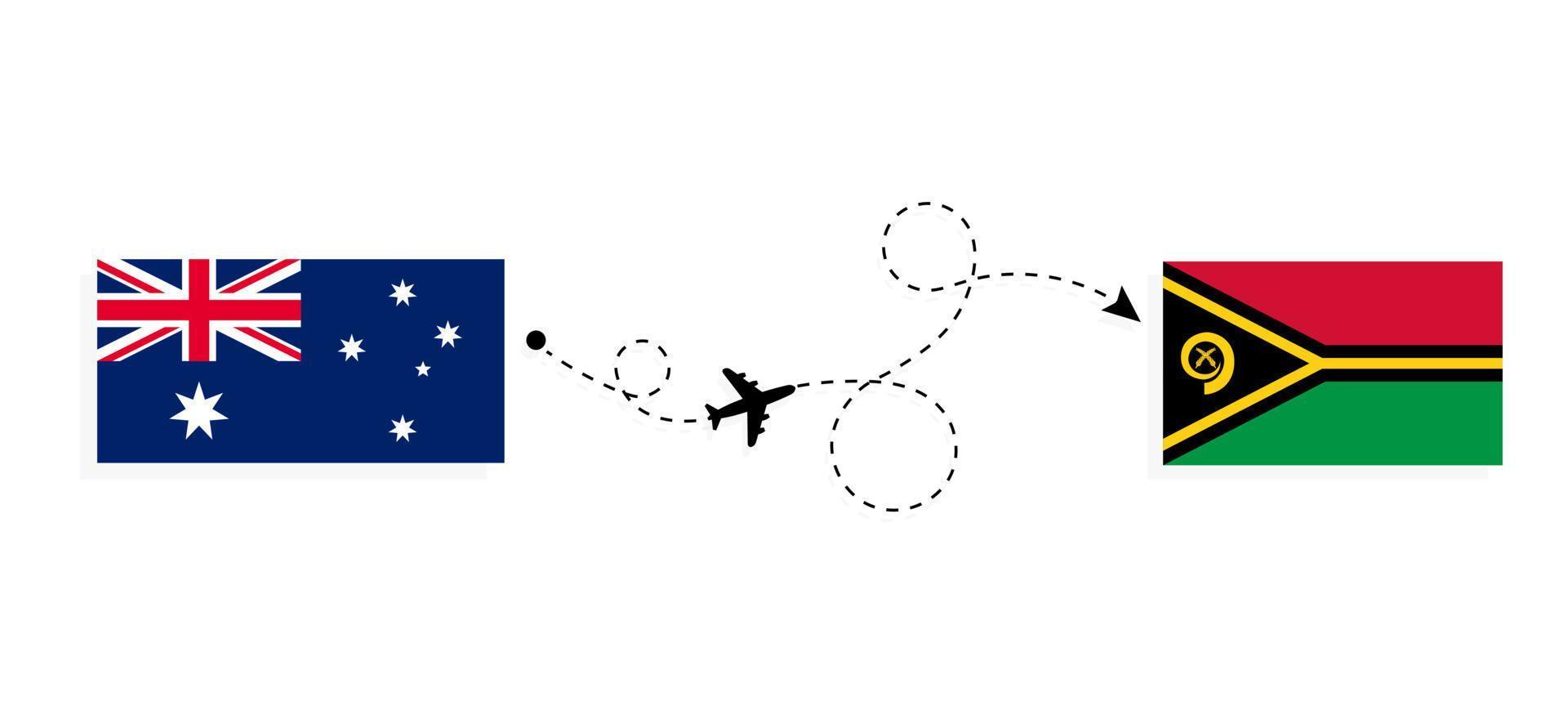 flug und reise von australien nach vanuatu mit dem reisekonzept des passagierflugzeugs vektor
