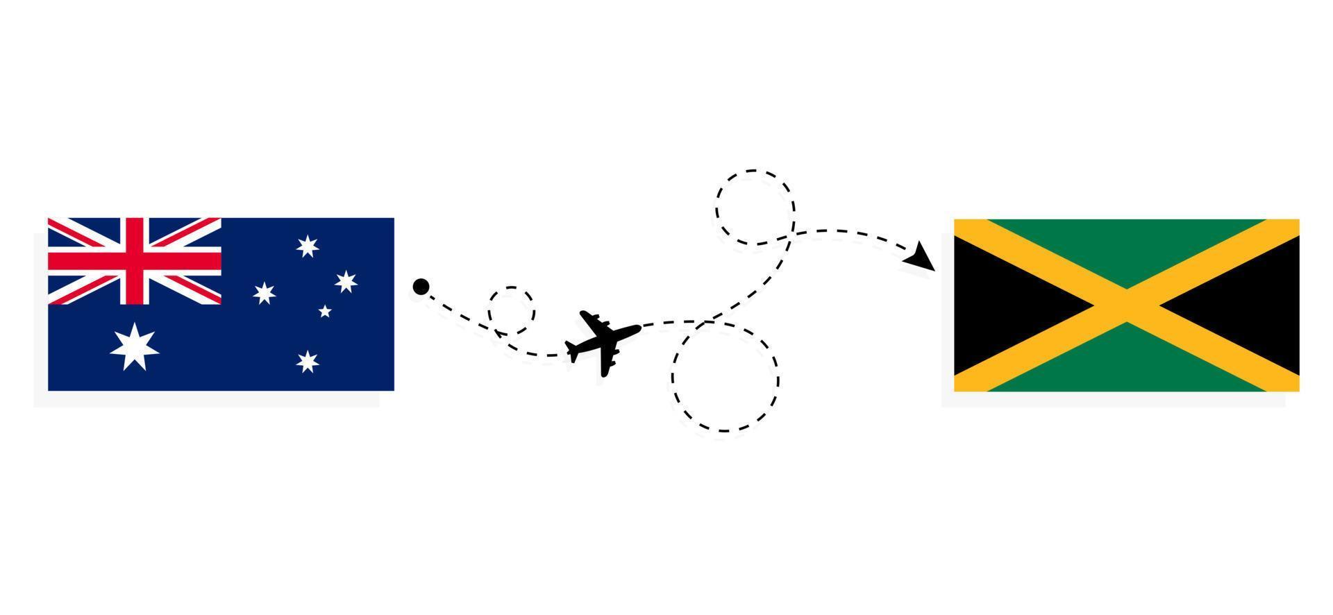 flyg och resa från Australien till jamaica förbi passagerare flygplan resa begrepp vektor