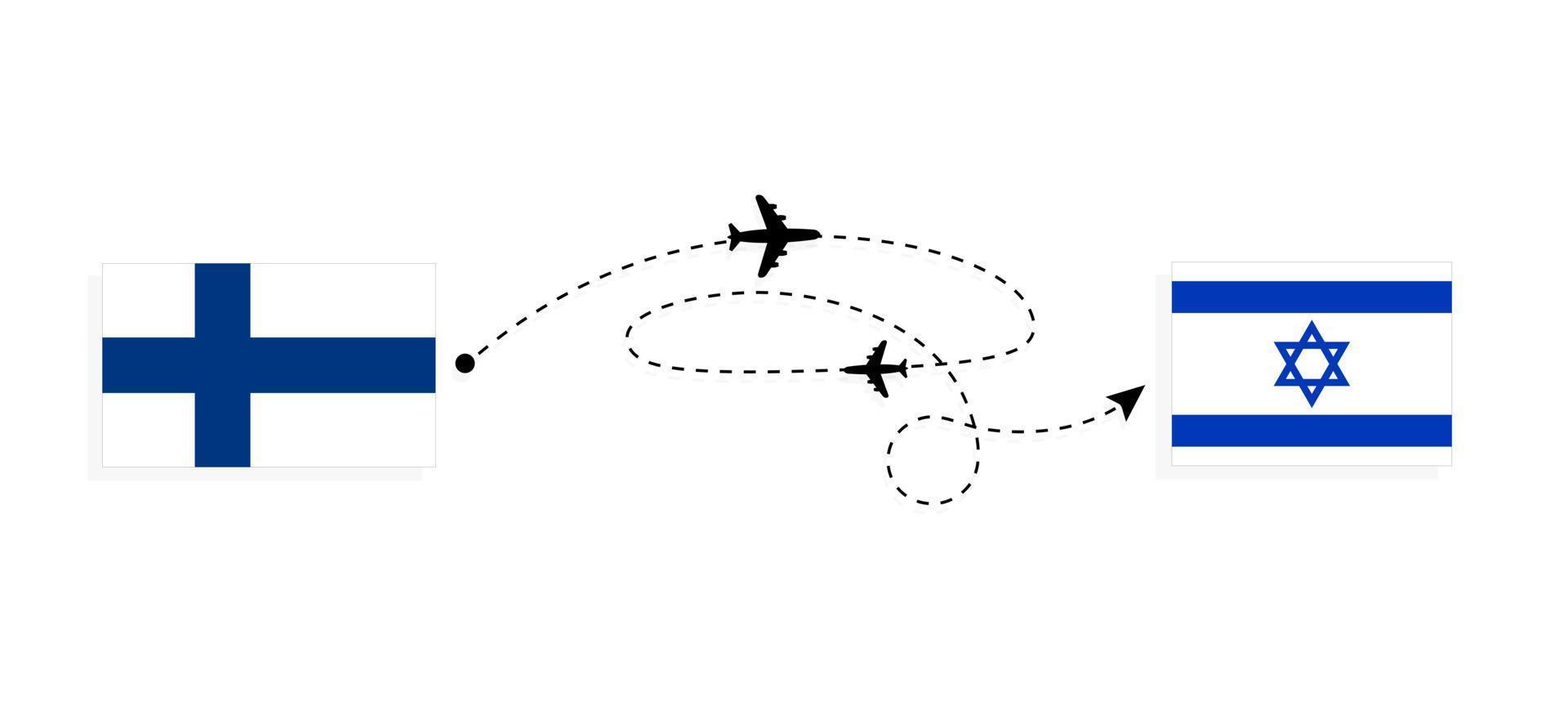 flug und reise von finnland nach israel mit dem reisekonzept des passagierflugzeugs vektor