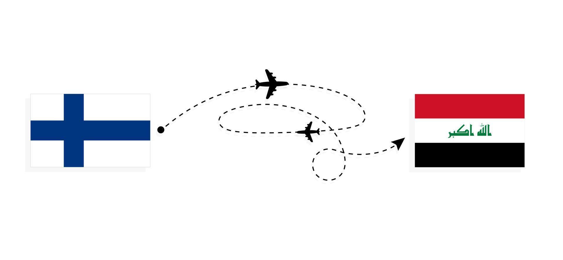 flug und reise von finnland in den irak mit dem reisekonzept des passagierflugzeugs vektor