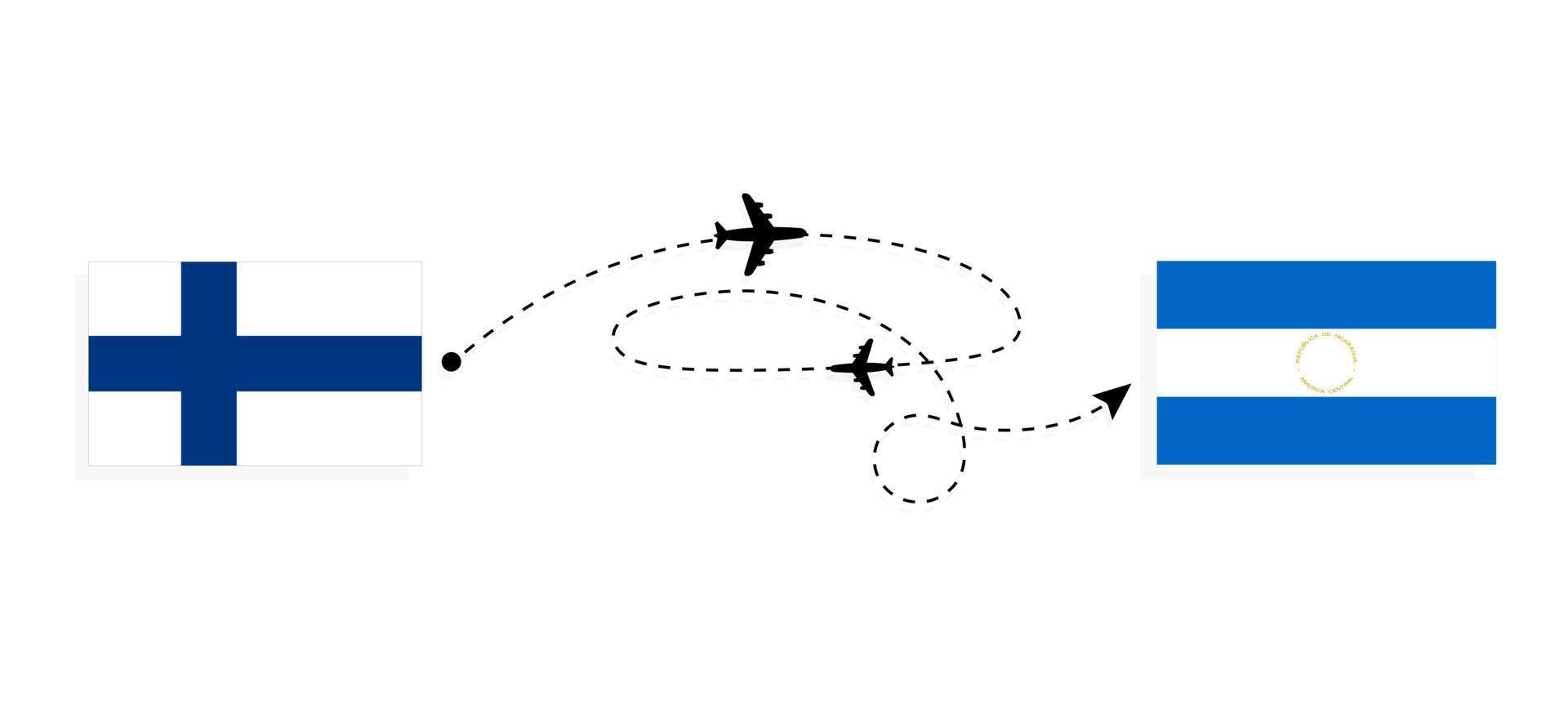flyg och resa från finland till nicaragua förbi passagerare flygplan resa begrepp vektor